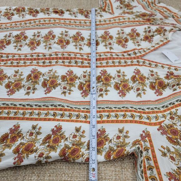 LOFT Floral Print Midi Dress - Cream and Brown - Picture 6 of 10